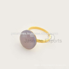 Wholesale Vermeil Gold Chalcedony Gemstone Rings, Handmade Fine Quality Gemstone Rings Jewelry Suppliers And Manufacturer